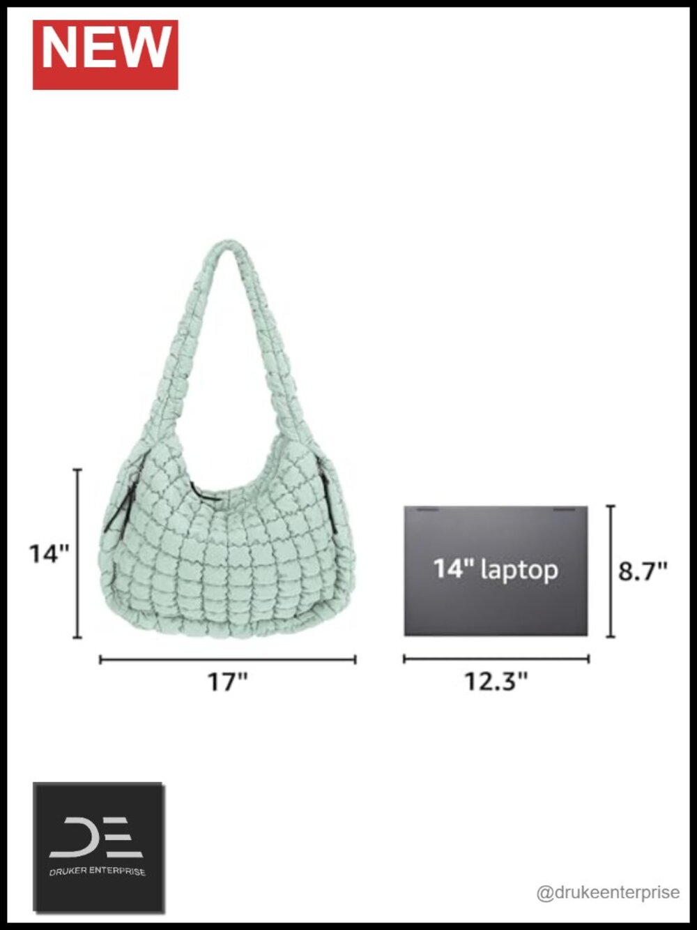 Nylon Quilted Tote Bag Large Capacity Puffer Hobo Shoulder Bag Lightweight